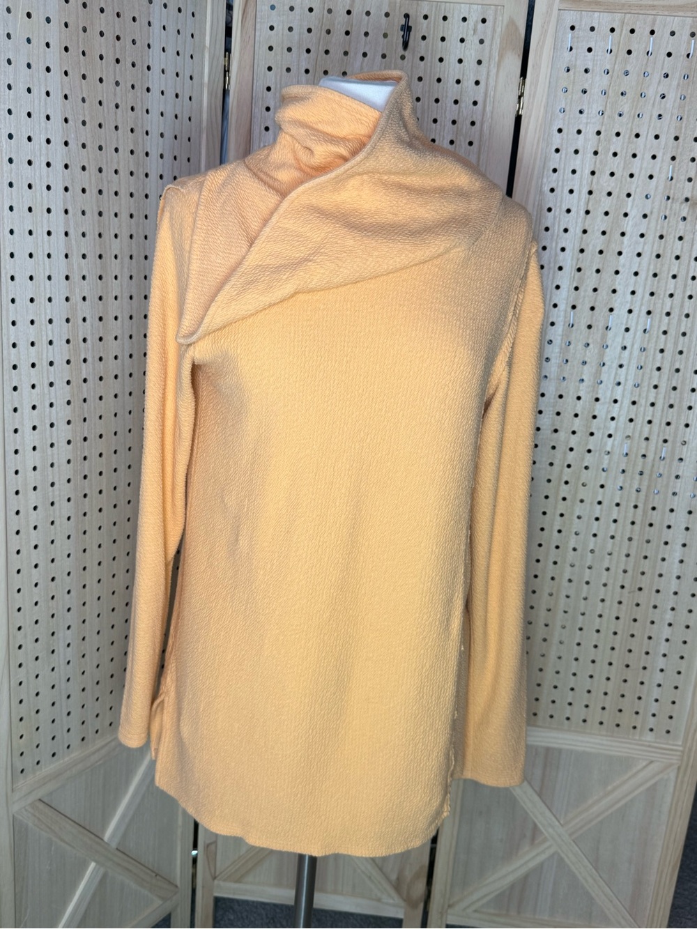 Soft Surroundings Peach Cowl Neck Tunic Top Medium Textured‎ Knit Cozy Sweater - Picture 2 of 7